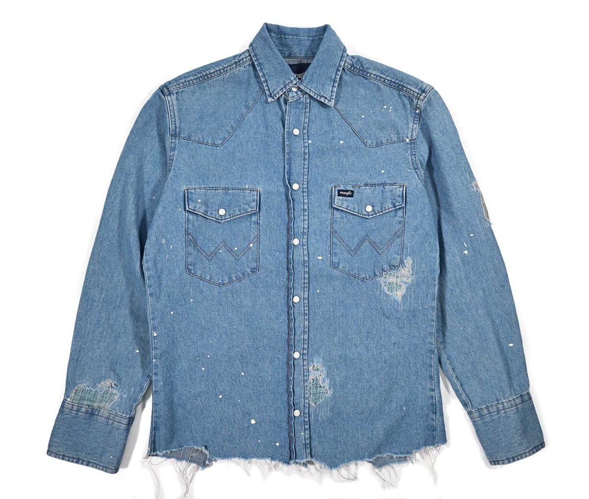 画像1: Used Wrangler Customized Denim Western Shirt (1)
