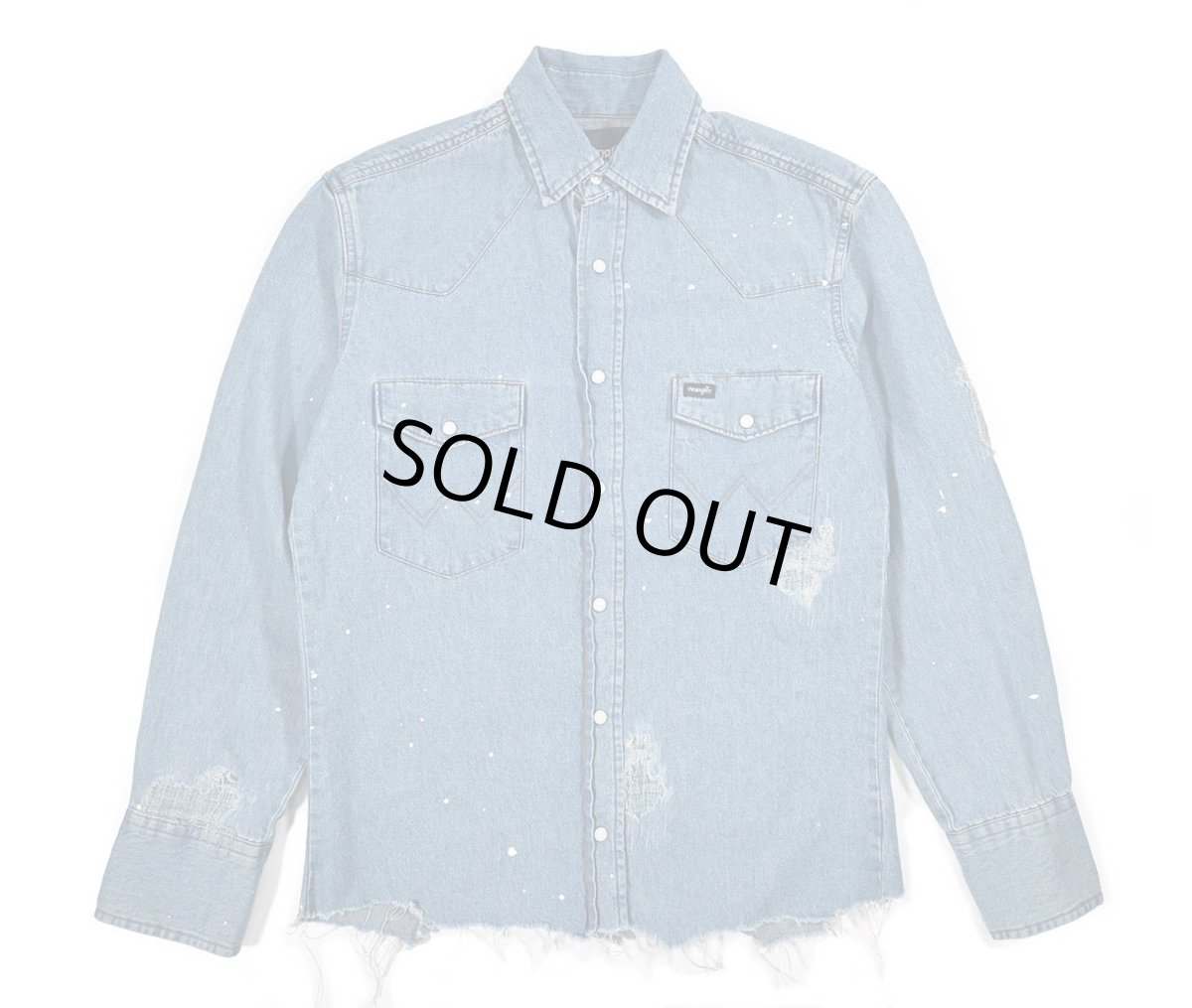 画像1: Used Wrangler Customized Denim Western Shirt (1)