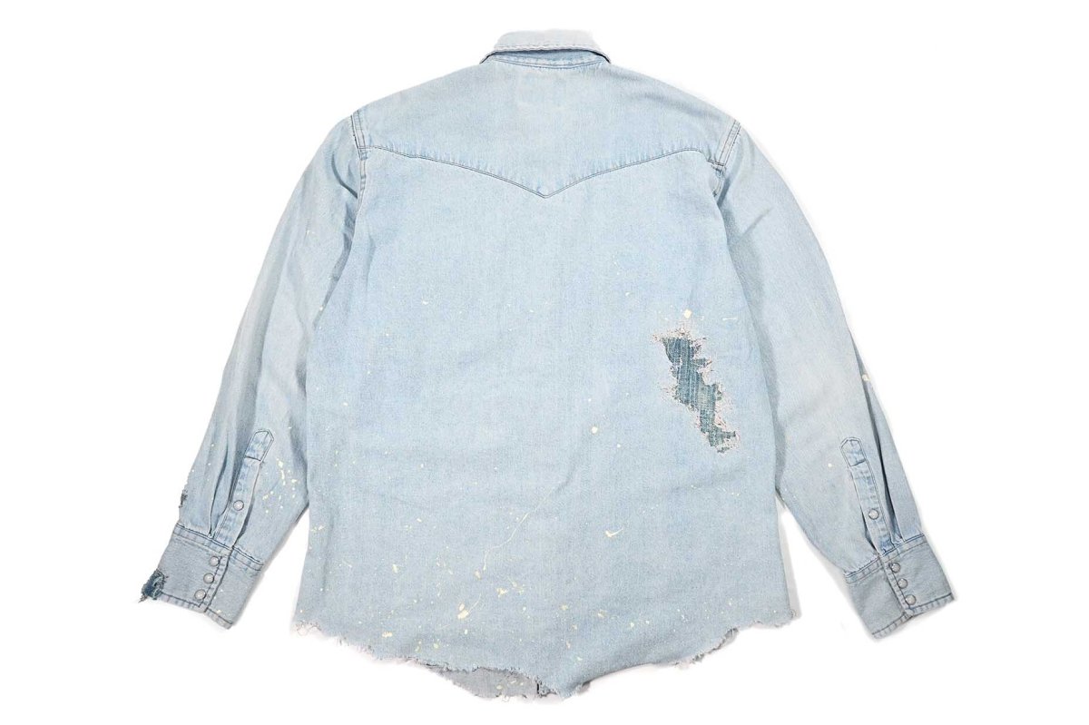 画像2: Used Wrangler Customized Denim Western Shirt (2)