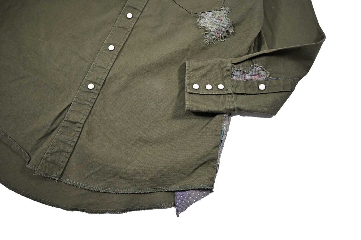 画像4: Used Wrangler Customized Western Shirt Olive (4)