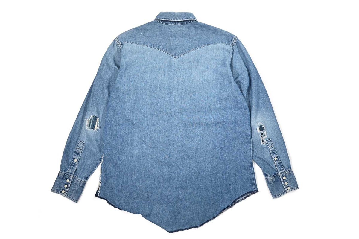 画像2: Used Wrangler Customized Denim Western Shirt (2)