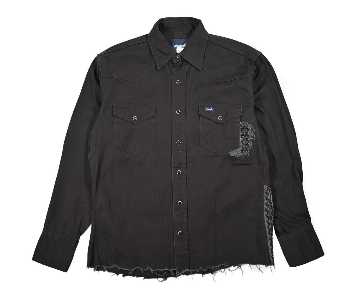 画像1: Used Wrangler Customized Western Shirt Black (1)