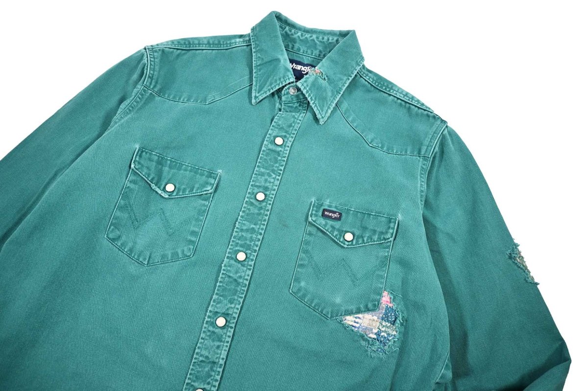 画像3: Used Wrangler Customized Western Shirt Jade (3)