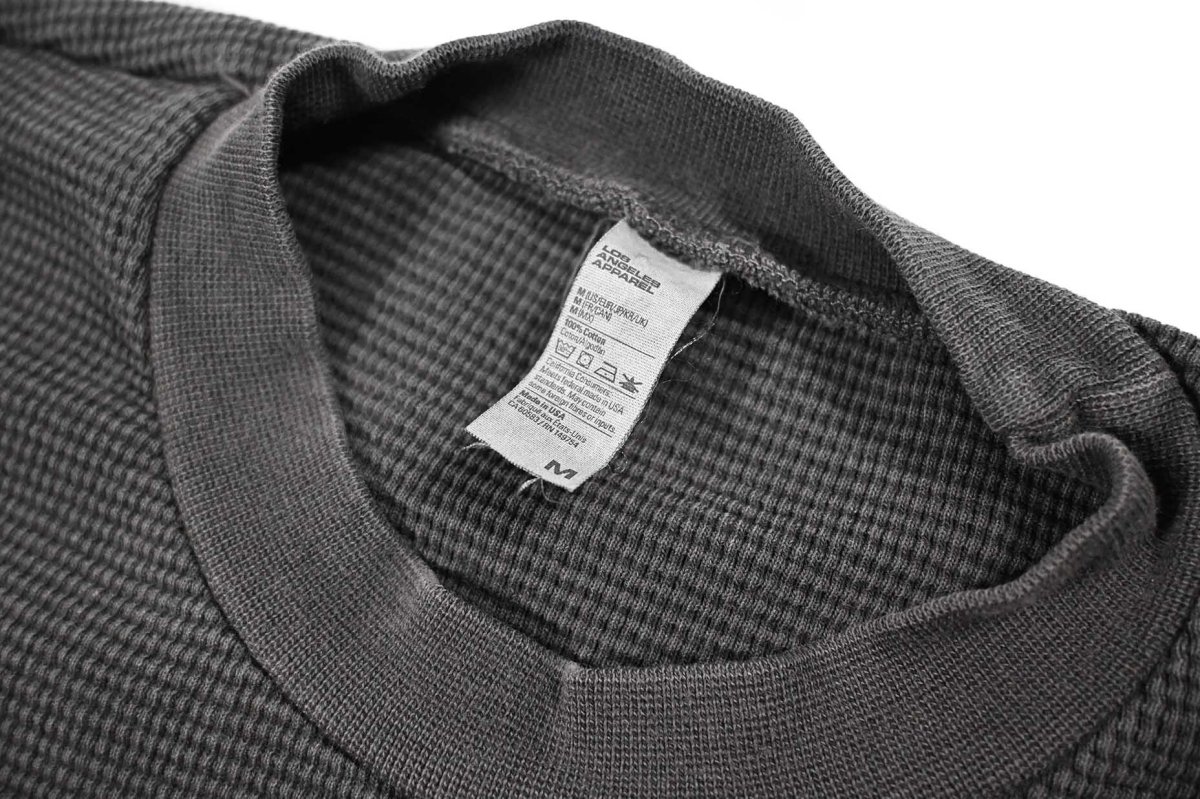 画像4: Los Angeles Apparel Garment L/S Heavy Thermal Crew Neck Vintage Black ロサンゼルス アパレル (4)
