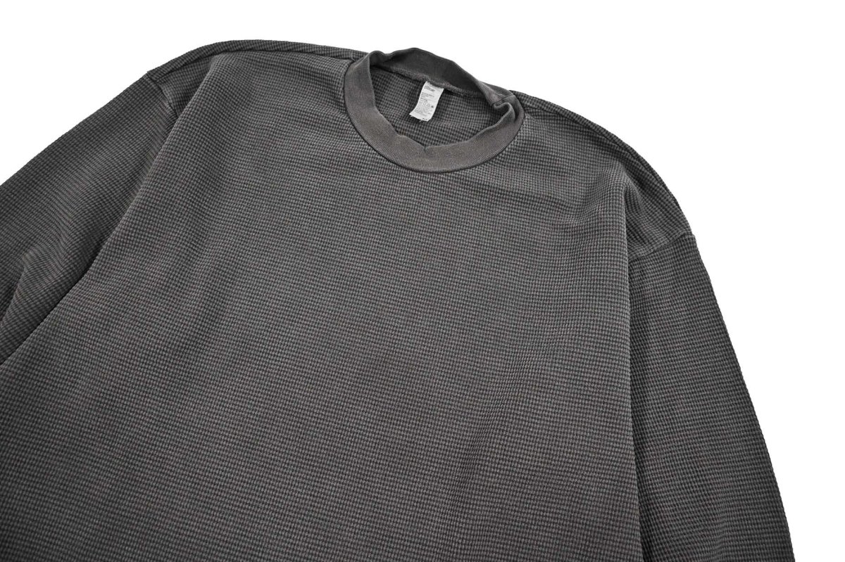 画像2: Los Angeles Apparel Garment L/S Heavy Thermal Crew Neck Vintage Black ロサンゼルス アパレル (2)