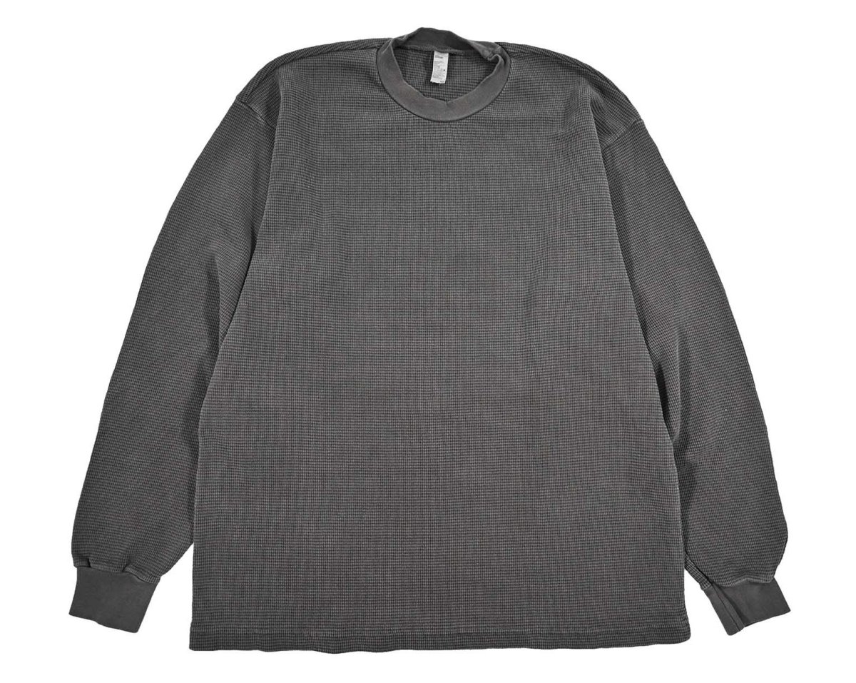 画像1: Los Angeles Apparel Garment L/S Heavy Thermal Crew Neck Vintage Black ロサンゼルス アパレル (1)