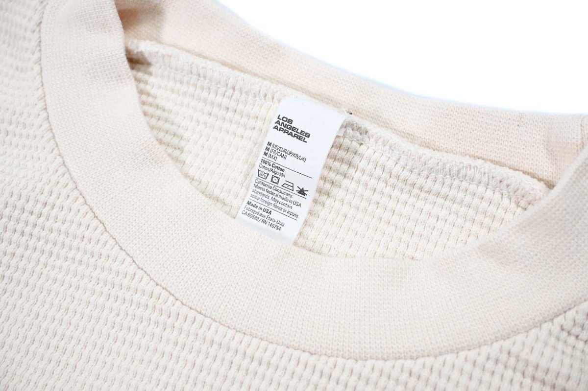 画像4: Los Angeles Apparel Garment L/S Heavy Thermal Crew Neck Creme ロサンゼルス アパレル (4)