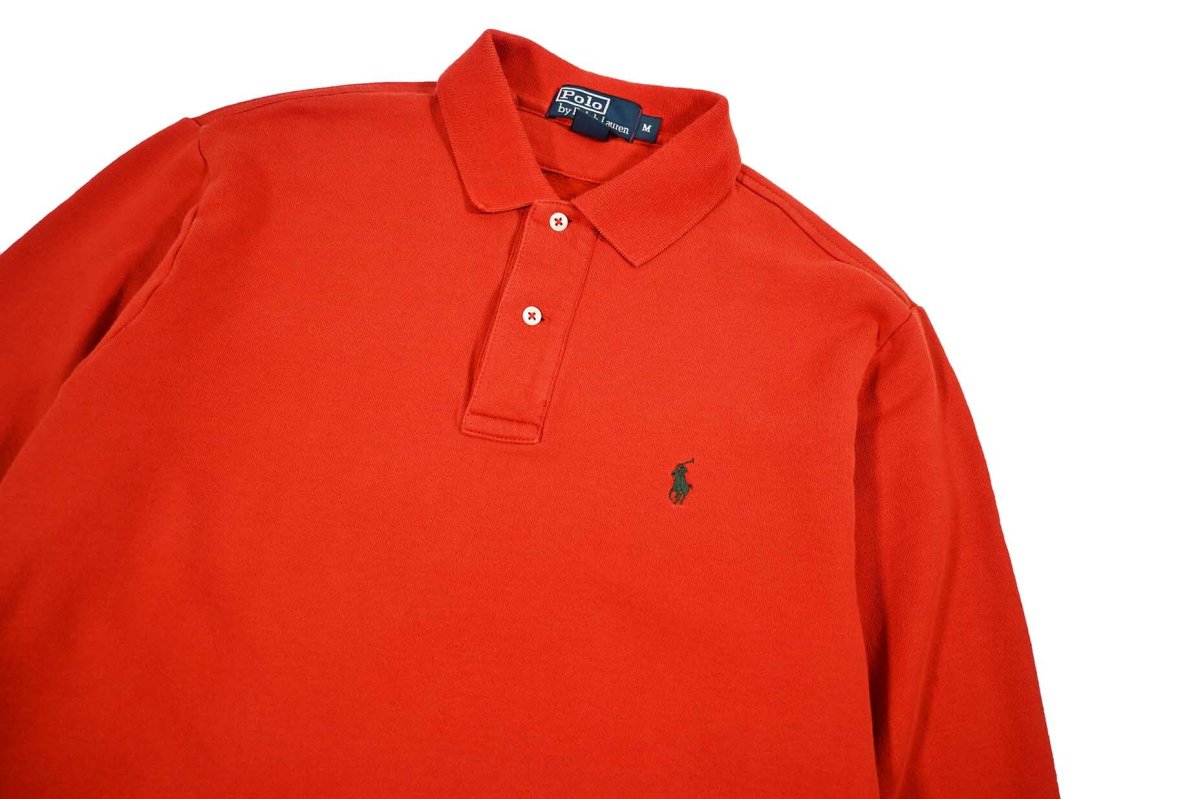 画像2: Used Polo Ralph Lauren Sweat Polo Orange ラルフローレン (2)
