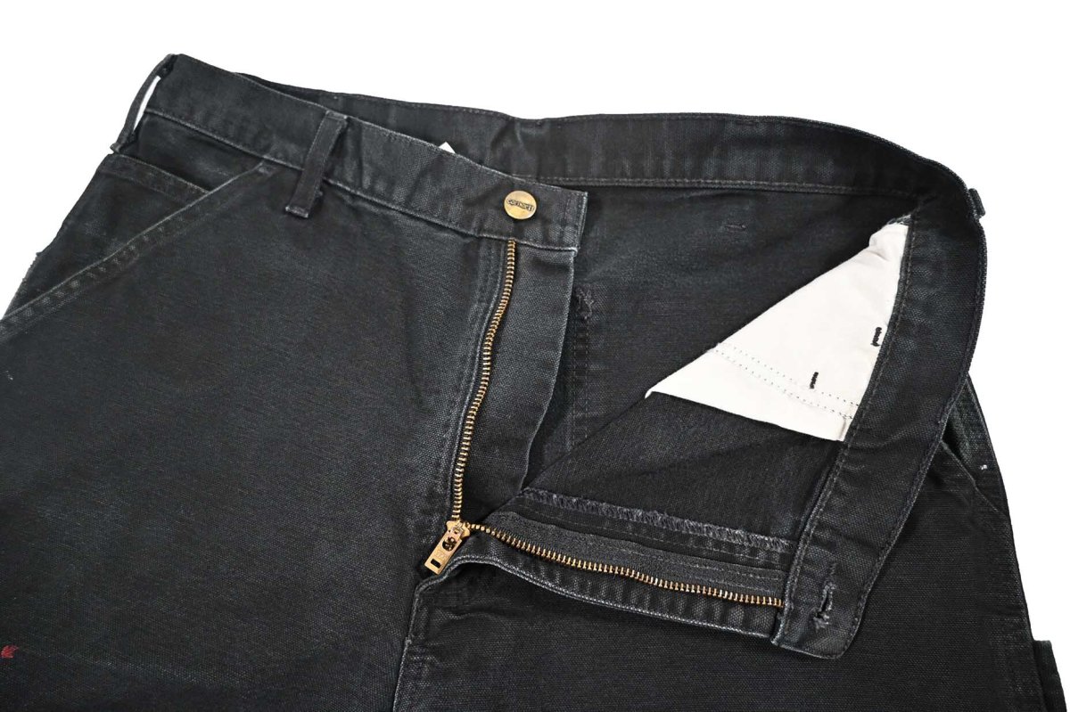 画像7: Used Carhartt Customized Duck Carpenter Pants Black カーハート (7)