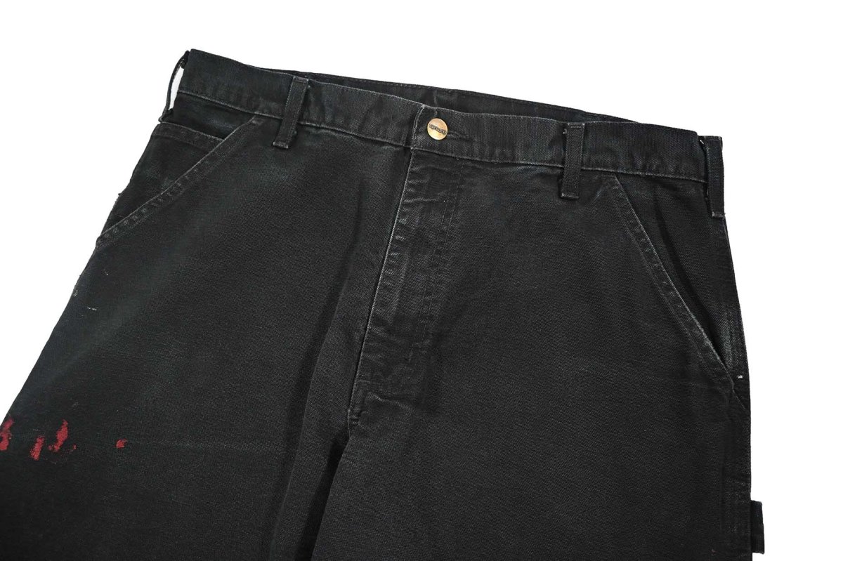 画像3: Used Carhartt Customized Duck Carpenter Pants Black カーハート (3)