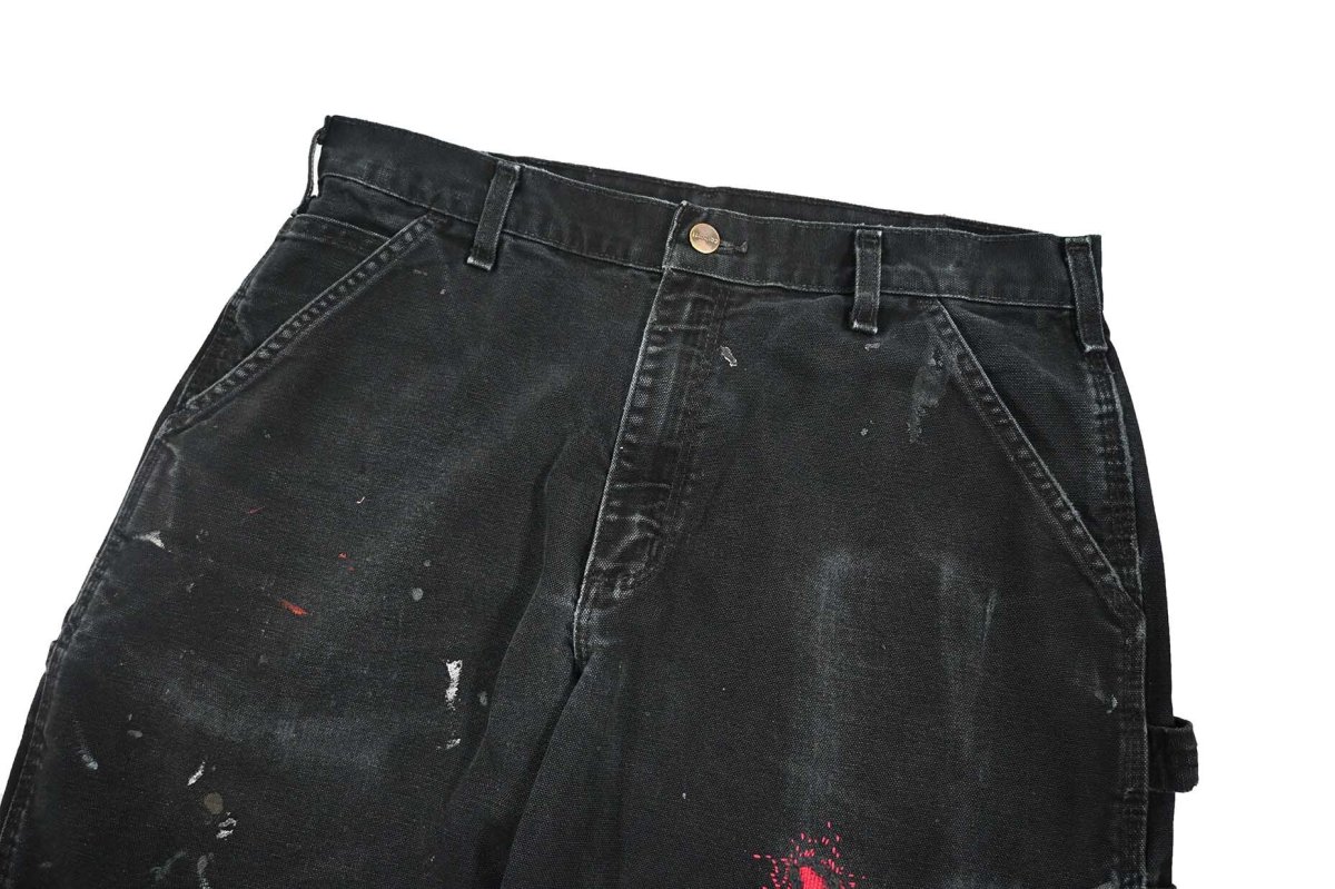 画像3: Used Carhartt Customized Duck Carpenter Pants Black カーハート (3)