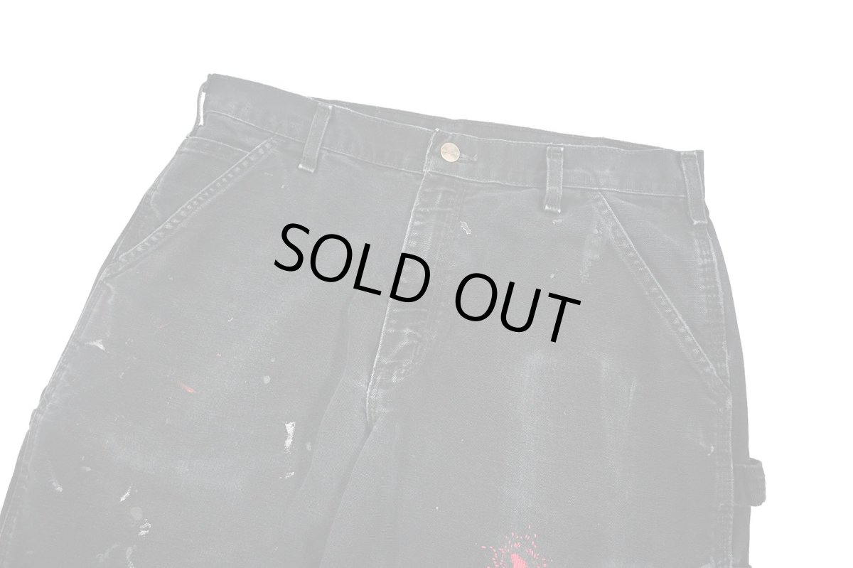 画像3: Used Carhartt Customized Duck Carpenter Pants Black カーハート (3)
