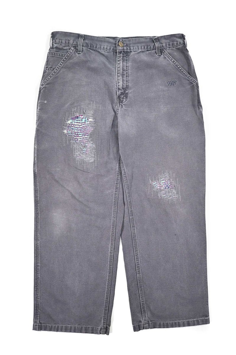画像1: Used Carhartt Customized Duck Carpenter Pants Petrol Blue カーハート (1)