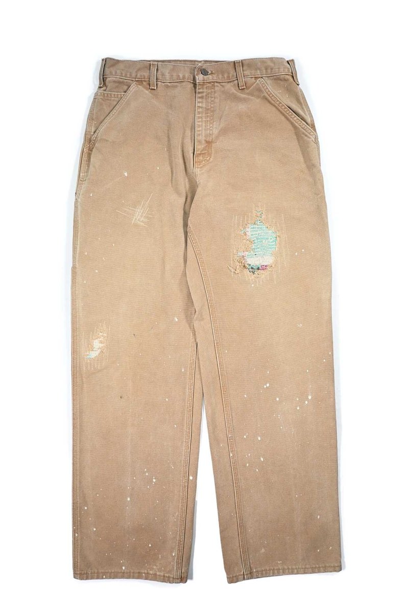 画像1: Used Carhartt Customized Duck Carpenter Pants Brown カーハート (1)
