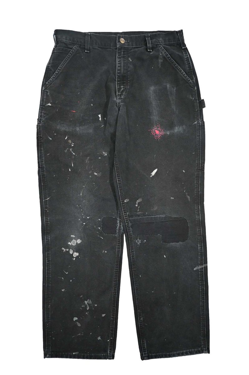 画像1: Used Carhartt Customized Duck Carpenter Pants Black カーハート (1)
