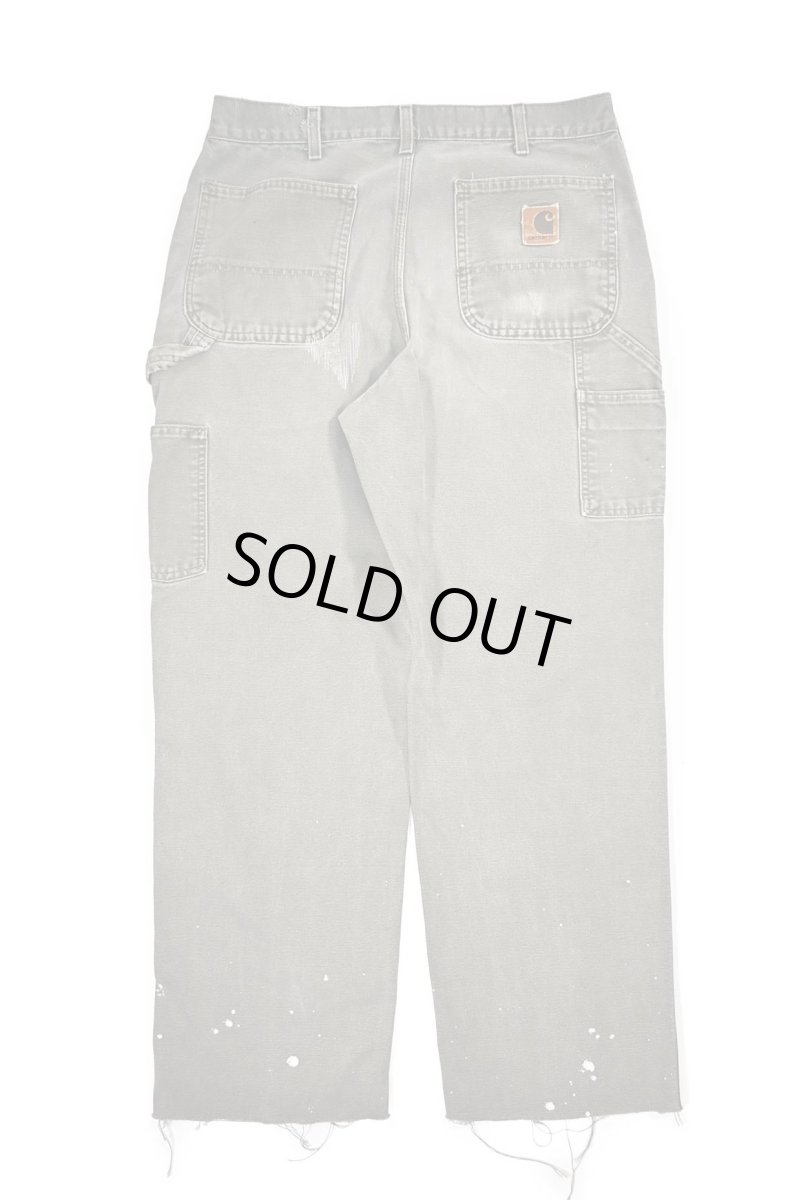 画像2: Used Carhartt Customized Duck Carpenter Pants Moss カーハート (2)