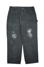 画像1: Used Carhartt Customized Duck Carpenter Pants Black カーハート (1)