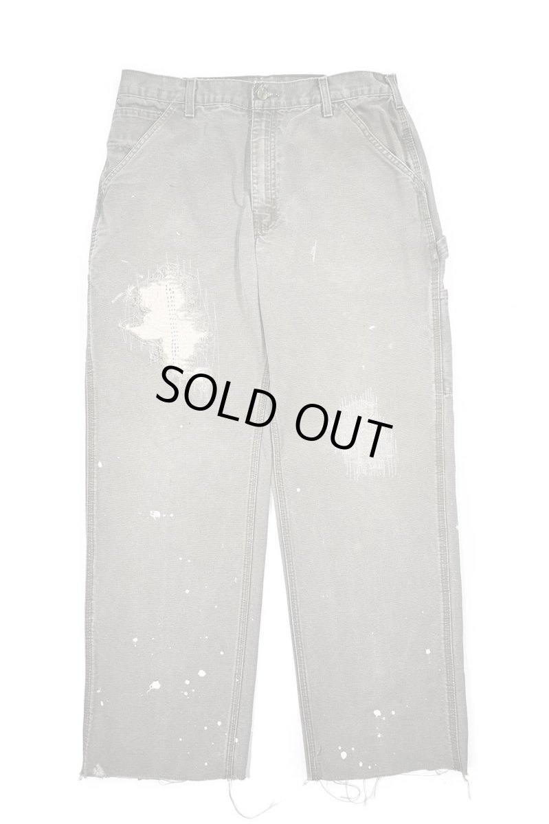 画像1: Used Carhartt Customized Duck Carpenter Pants Moss カーハート (1)