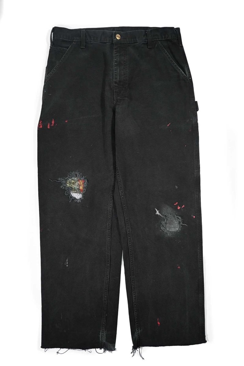 画像1: Used Carhartt Customized Duck Carpenter Pants Black カーハート (1)