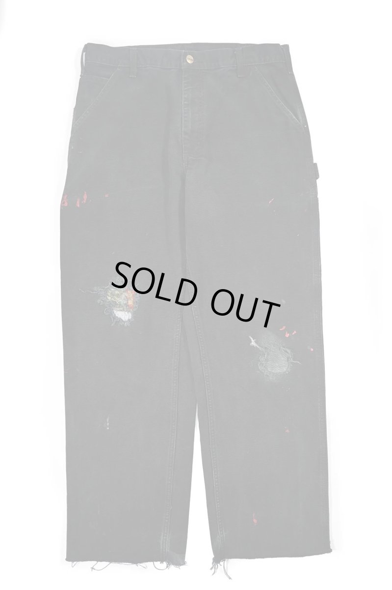 画像1: Used Carhartt Customized Duck Carpenter Pants Black カーハート (1)