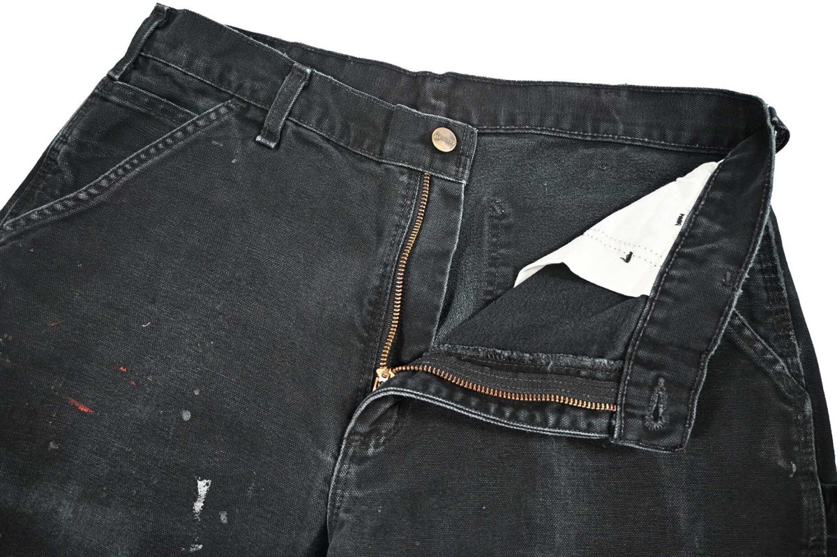 画像7: Used Carhartt Customized Duck Carpenter Pants Black カーハート (7)