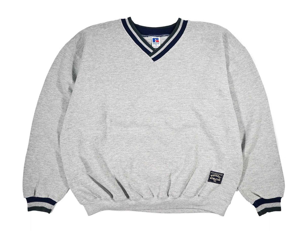 画像1: Used Russell Athletic V-Neck Blank Sweat Shirt made in USA (1)