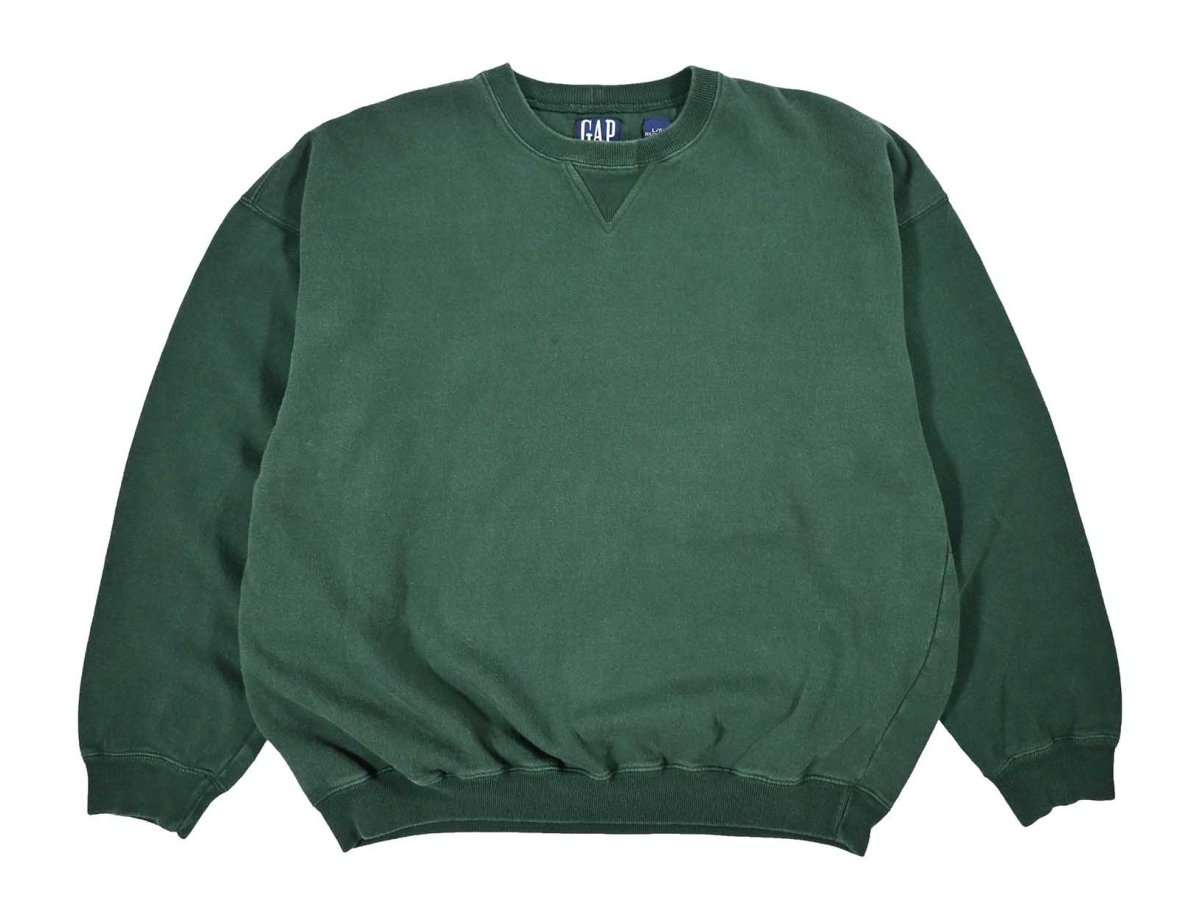 画像1: Used Gap Blank Sweat Shirt Green (1)