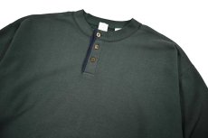画像2: Used Gap Blank Henley Neck Sweat Shirt Green (2)