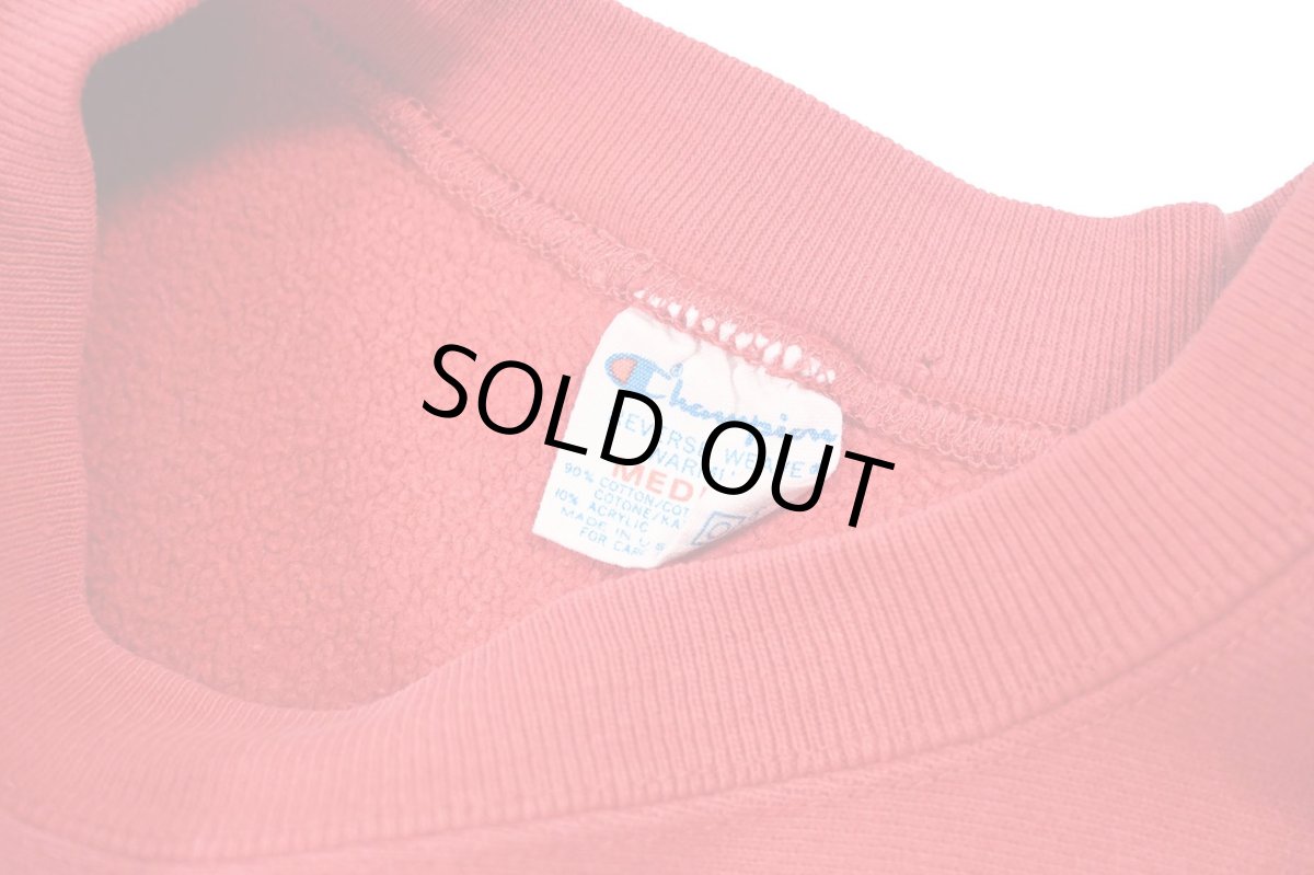 画像4: 80s Used Champion Reverse Weave Sweat Shirt Red made in USA 目無し (4)