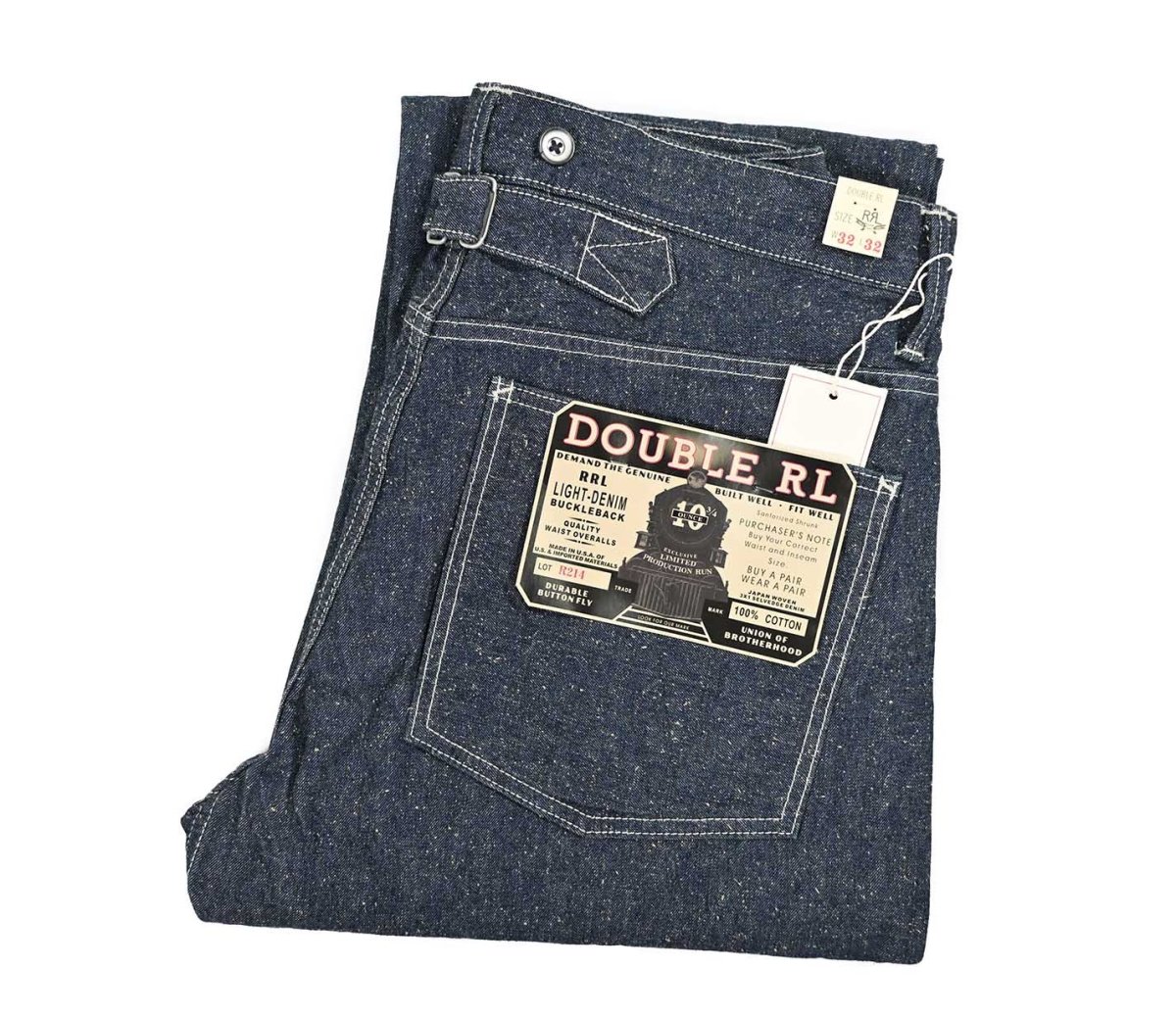 画像1: RRL Limited Waist Overall Light-Denim Buckle Back Jeans made in USA ラルフローレン (1)