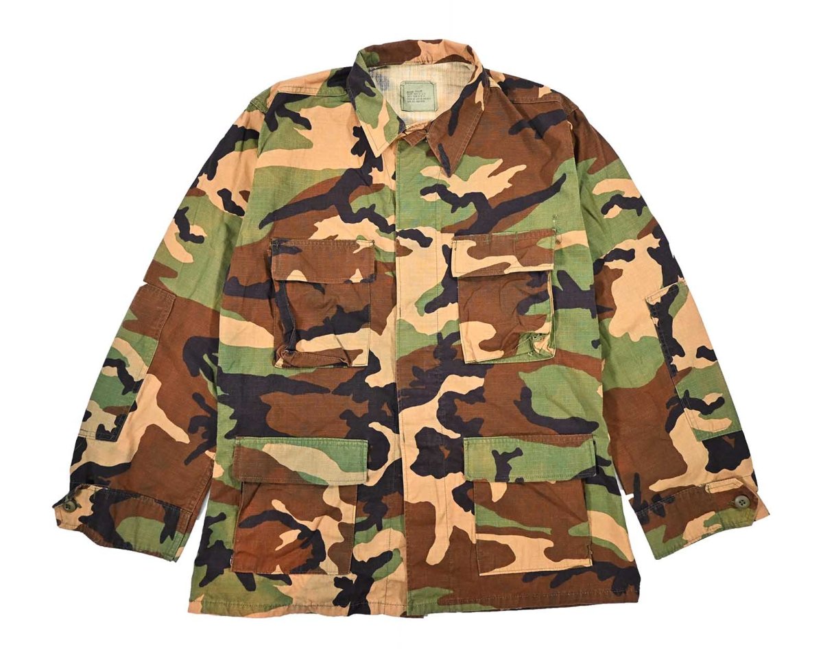 画像1: Used Us Military Bleached BDU Coat Woodland Camo (1)