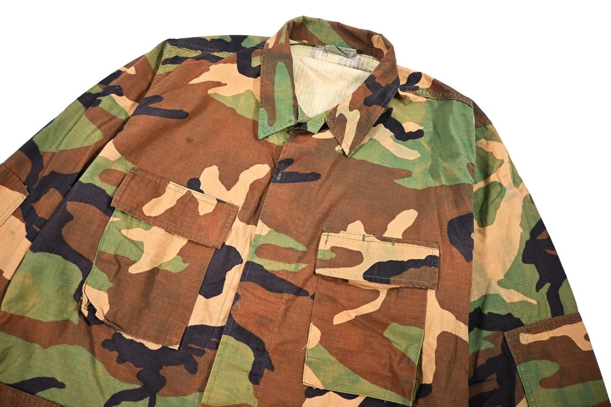 画像2: Used Us Military Bleached BDU Coat Woodland Camo (2)