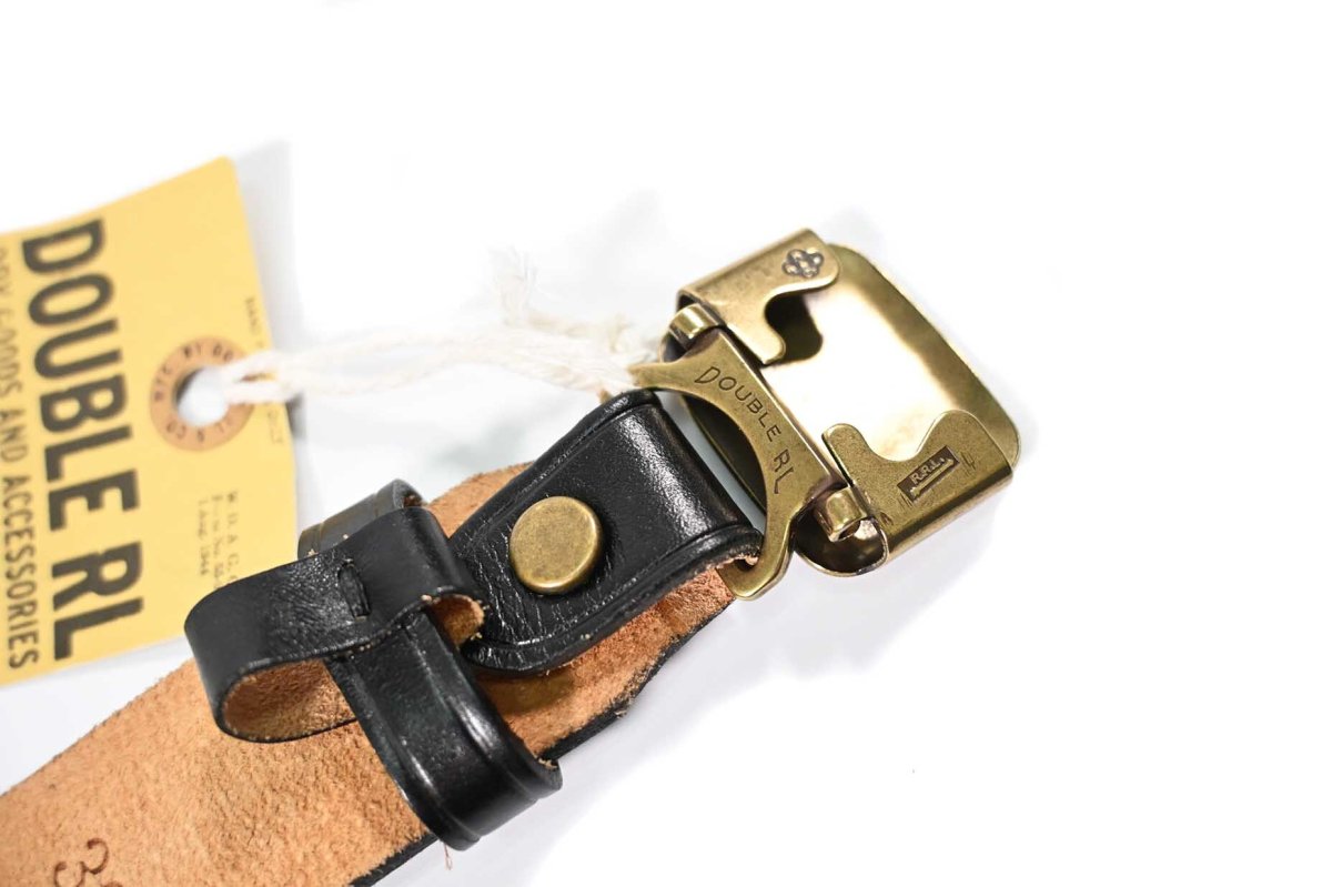 画像4: RRL Vincennes Leather Belt Brass Buckle ラルフローレン (4)