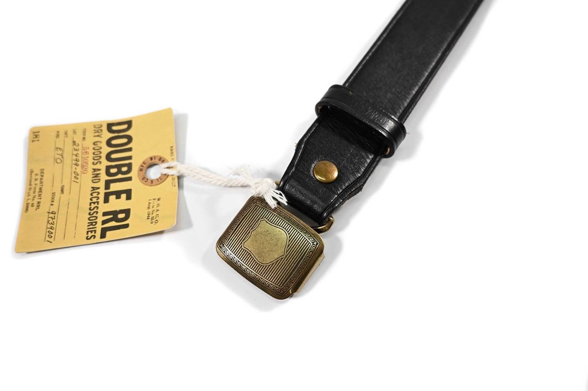 画像2: RRL Vincennes Leather Belt Brass Buckle ラルフローレン (2)