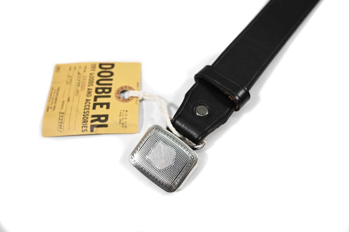 画像2: RRL Vincennes Leather Belt Custom Silver-Tone Brass Buckle ラルフローレン (2)