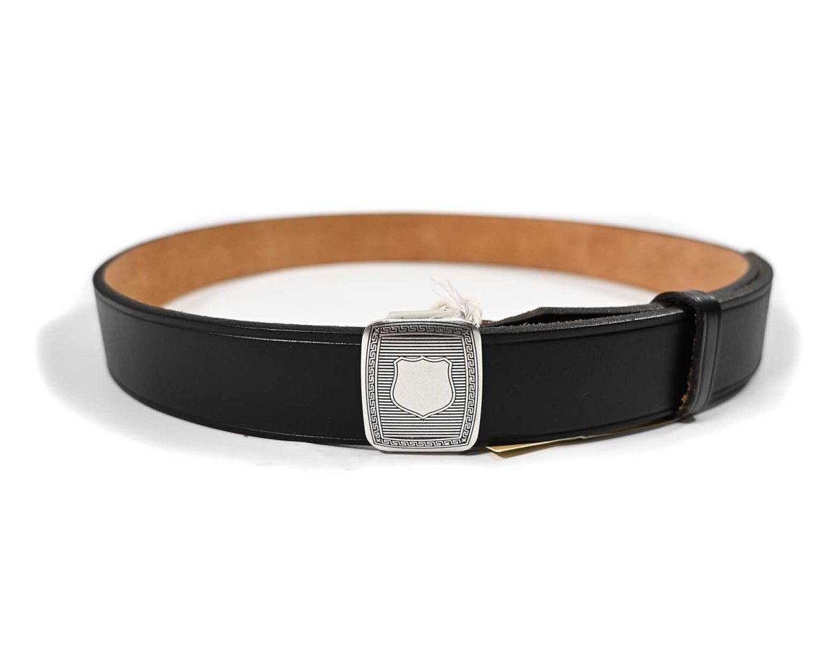 画像1: RRL Vincennes Leather Belt Custom Silver-Tone Brass Buckle ラルフローレン (1)