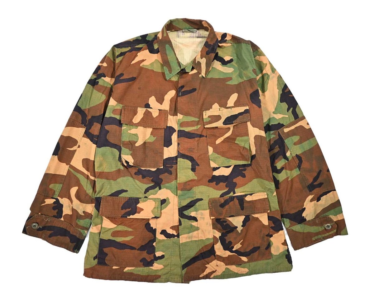 画像1: Used Us Military Bleached BDU Coat Woodland Camo (1)