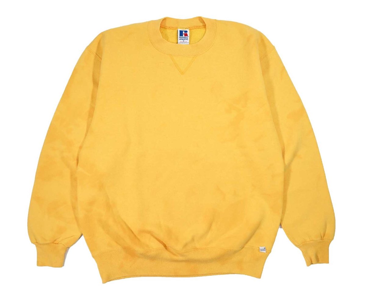 画像1: Used Russell Athletic Blank Sweat Shirt Yellow made in USA (1)