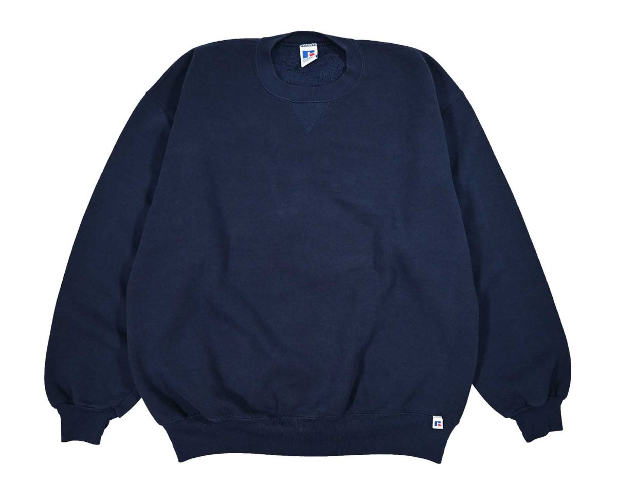 画像1: Used Russell Athletic Blank Sweat Shirt Navy made in USA (1)