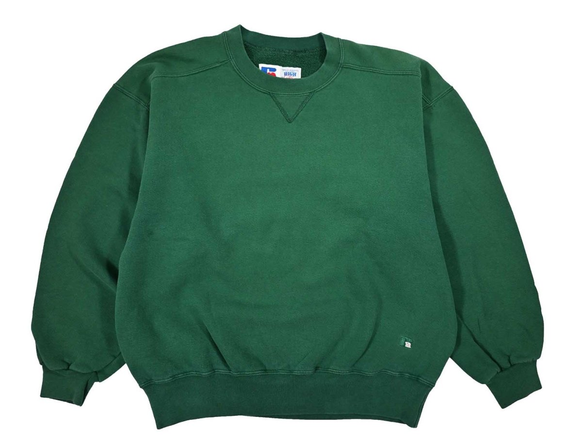 画像1: Used Russell Athletic Blank Sweat Shirt Green made in USA (1)