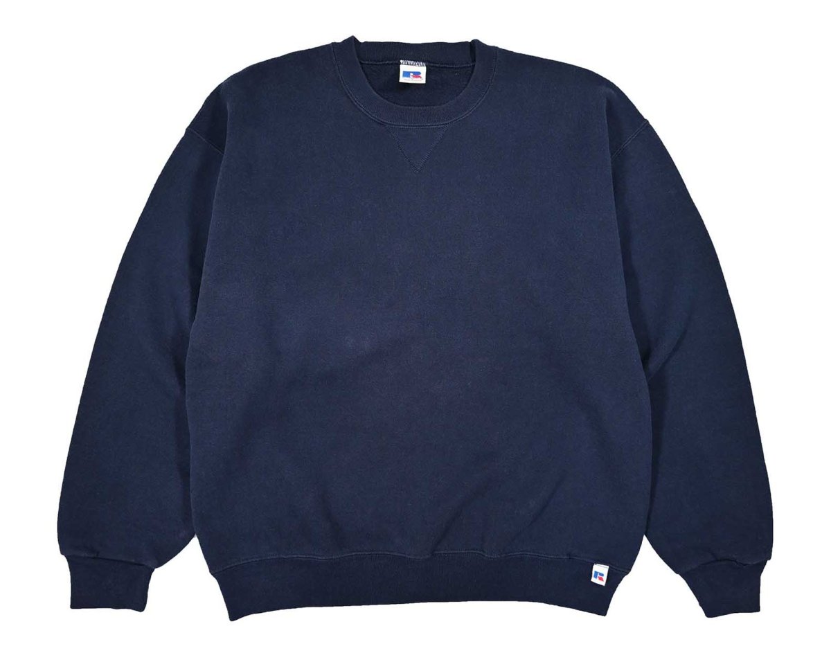 画像1: Used Russell Athletic Blank Sweat Shirt Navy (1)