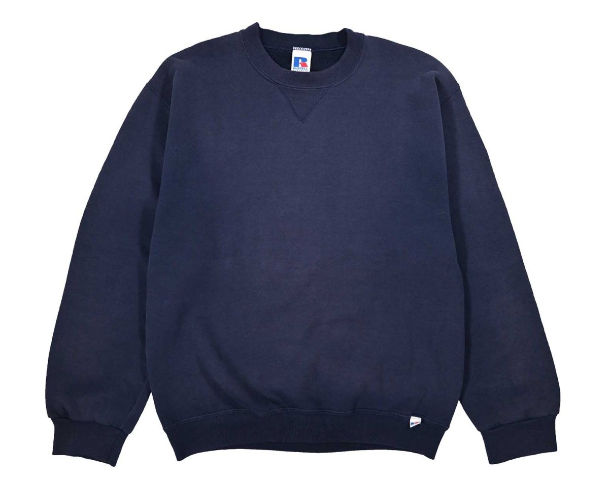 画像1: Used Russell Athletic Blank Sweat Shirt Navy (1)