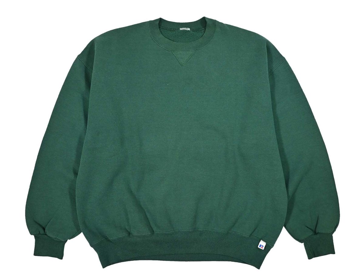 画像1: Used Russell Athletic Blank Sweat Shirt Green (1)