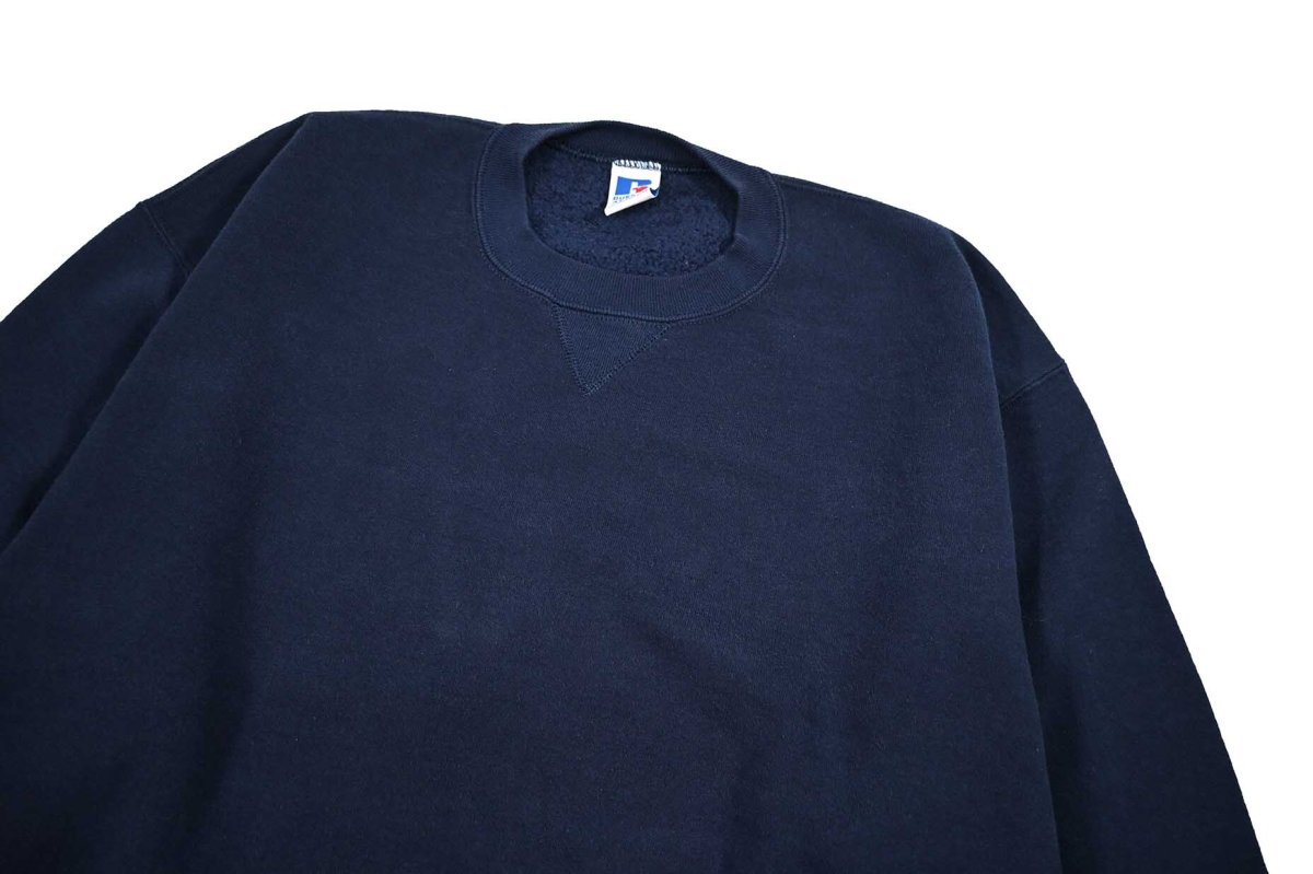 画像2: Used Russell Athletic Blank Sweat Shirt Navy made in USA (2)