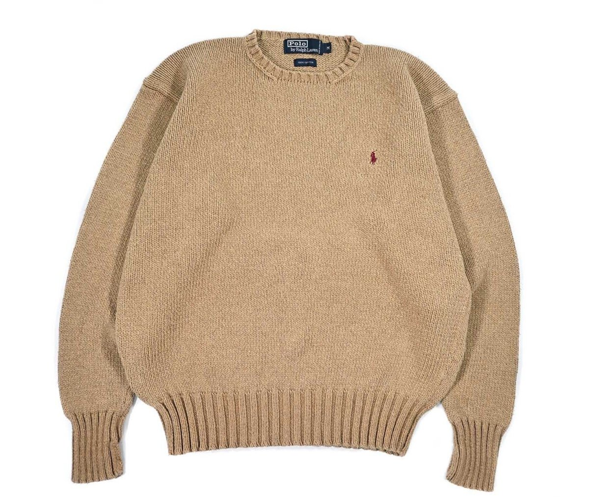 画像1: Used Polo Ralph Lauren Cotton Knit Sweater Beige ラルフローレン (1)