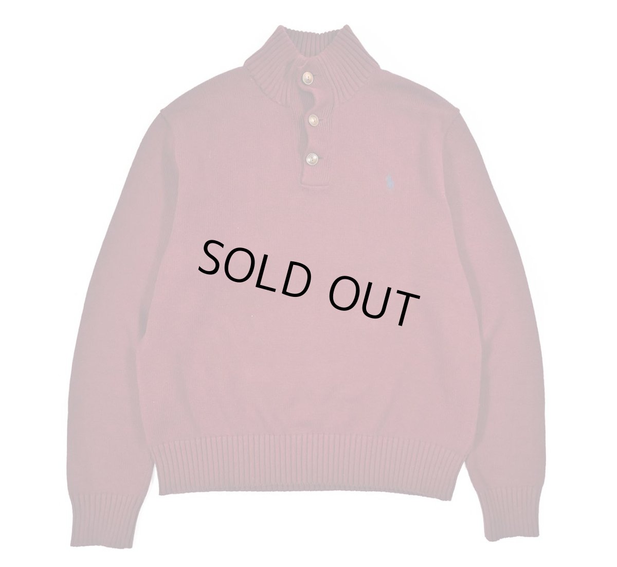 画像1: Used Polo Ralph Lauren High Neck Cotton Knit Sweater Burgundy ラルフローレン (1)