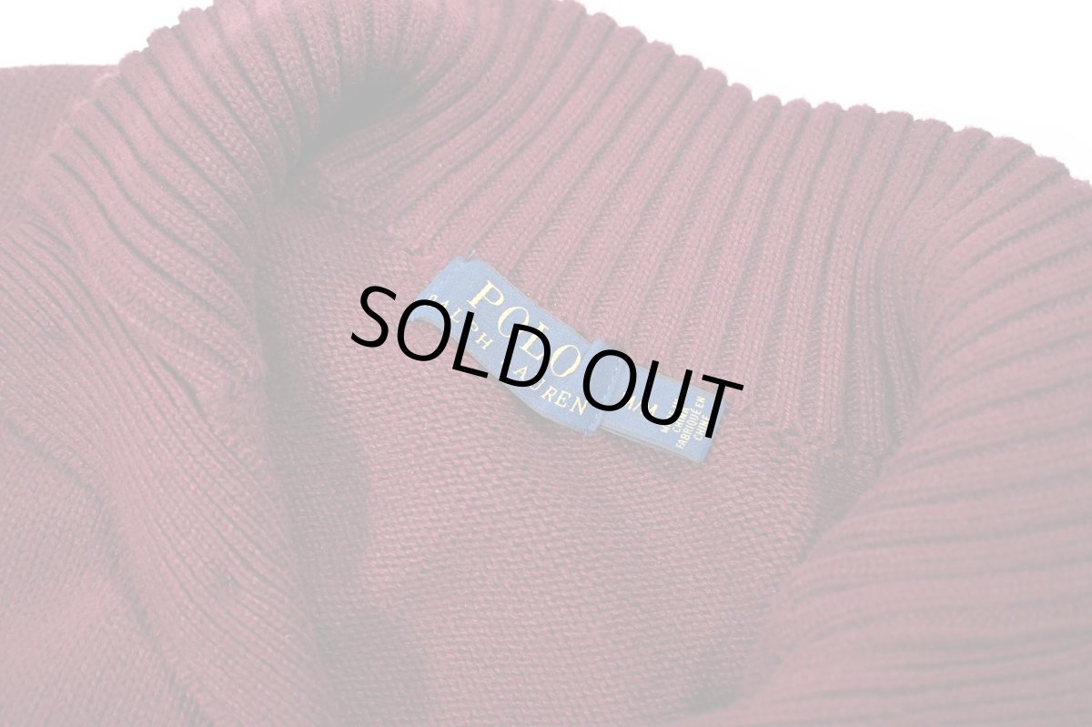 画像4: Used Polo Ralph Lauren High Neck Cotton Knit Sweater Burgundy ラルフローレン (4)