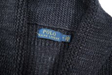画像4: Used Polo Ralph Lauren Shawl Collar Cotton Knit Sweater Navy ラルフローレン (4)