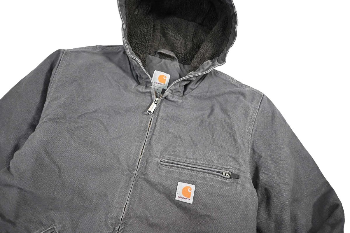 画像3: Used Carhartt Washed Duck Sherpa Lined Jacket Gravel (3)