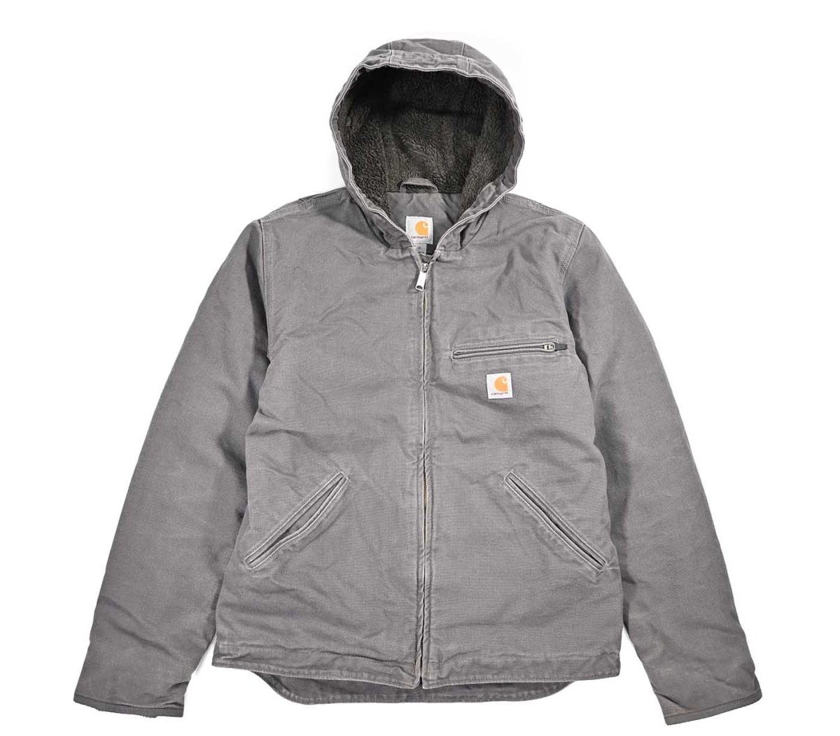 画像1: Used Carhartt Washed Duck Sherpa Lined Jacket Gravel (1)